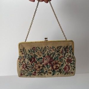 Vtg. Walborg West Germany Tapestry Floral Handbag Purse PRETTY